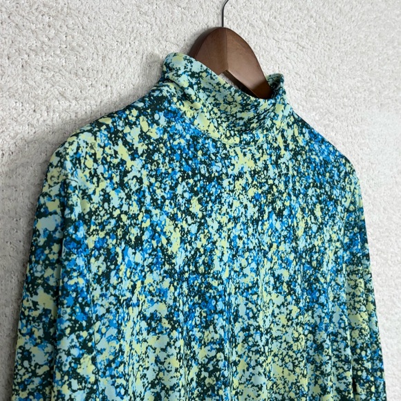 Tuckernuck Dress Womens XXL Green Blue‎ Ellery Splatter Paint Mock Neck Maxi - Picture 3 of 13